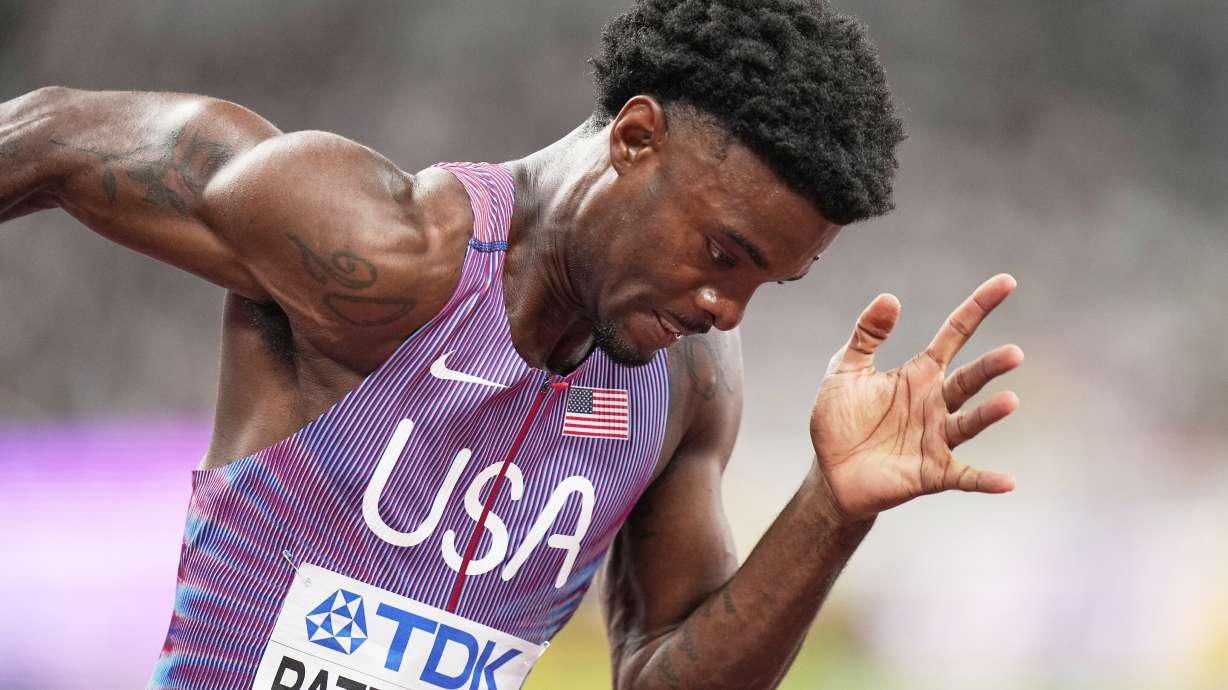 United States' Jacory Patterson races to compete in the men's 400 meters semifinal at the World Athletics Championships in Tokyo, Tuesday, Sept. 16, 2025.