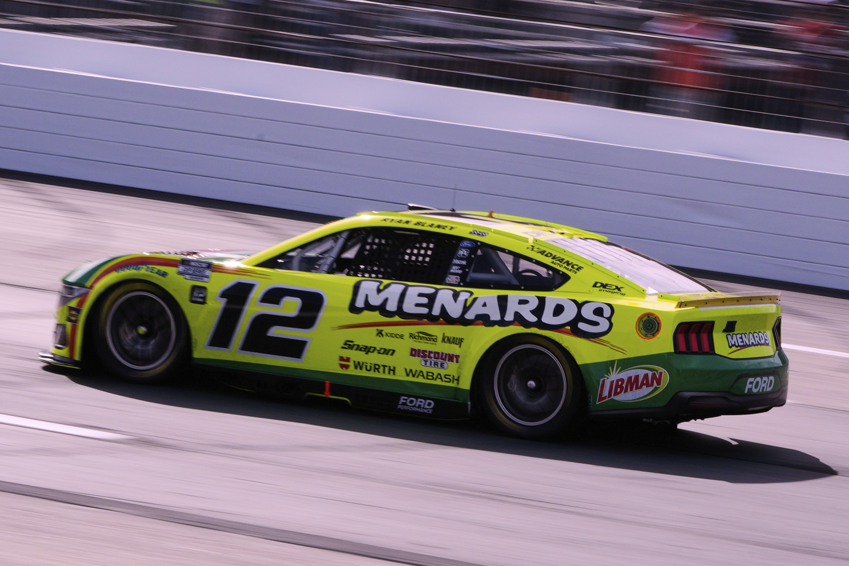 Ryan Blaney heads down the front straight during a NASCAR Cup Series race at New Hampshire Motor Speedway, Sunday, Sept. 21, 2025, in Loudon, N.H. 