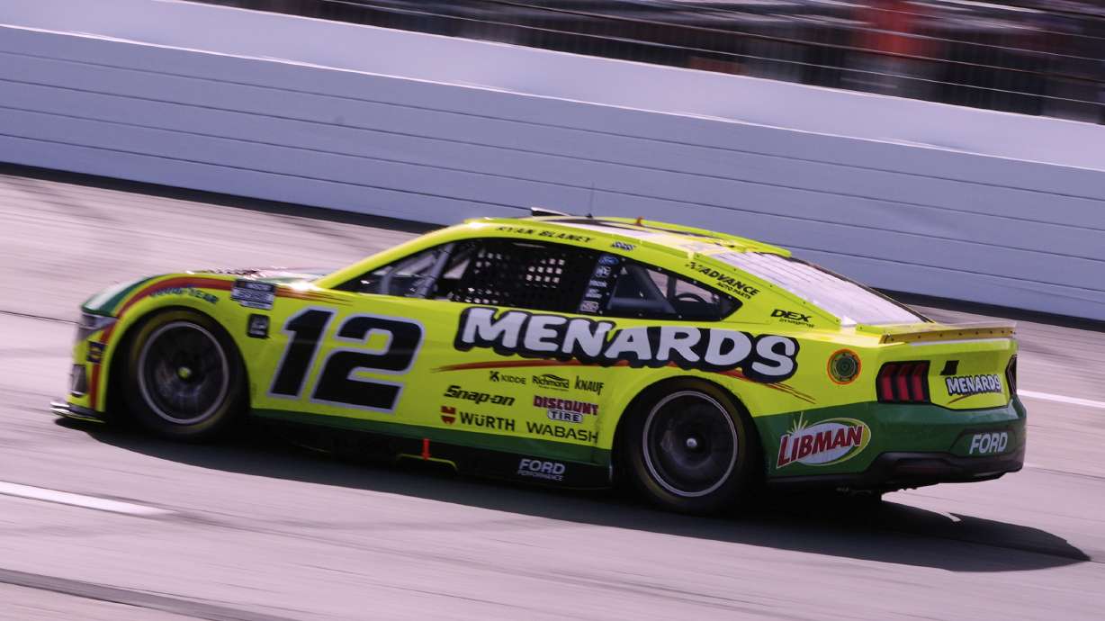 Ryan Blaney heads down the front straight during a NASCAR Cup Series race at New Hampshire Motor Speedway, Sunday, Sept. 21, 2025, in Loudon, N.H.