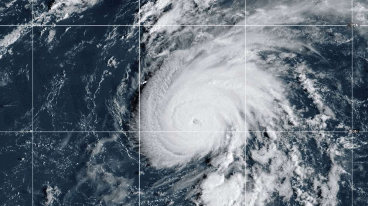 Hurricane Gabrielle is shown on Monday. It became a major hurricane but was forecast to remain away from land.