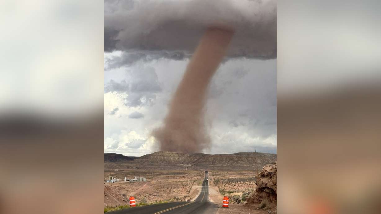 A tornado is spotted near Montezuma Creek, San Juan County, on Sept. 13. The National Weather Service reported Monday that it reached EF-2 on the Enhanced Fujita Scale.