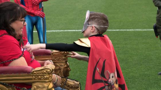 Spiderman MouseKnight "saves" his grandmother. Carter Lenley, 9, who has been diagnosed with a rare genetic disorder called Menkes disease, has always dreamed of being a superhero.