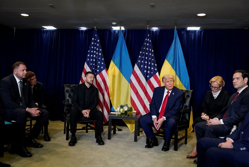 President Donald Trump meets with Ukrainian President Volodymyr Zelenskyy at the 80th United Nations General Assembly in New York City, Tuesday. Zelenskyy and Trump met privately over Ukraine's push for more support in the war against Russia.