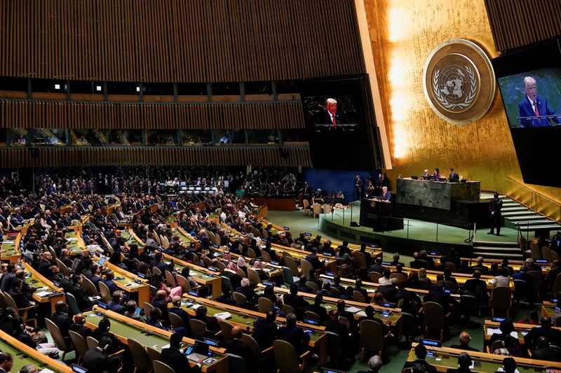 President Donald Trump addresses the 80th United Nations General Assembly in New York City, Tuesday. Trump delivered a speech that sharply criticized world leaders.