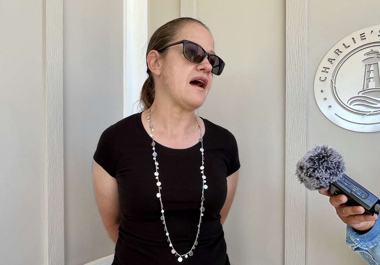 Melissa Hepworth, a resident of the Other Side Village in Salt Lake City, shares her story with KSL.com on Tuesday at a press conference celebrating the village's planned Phase 2 expansion.