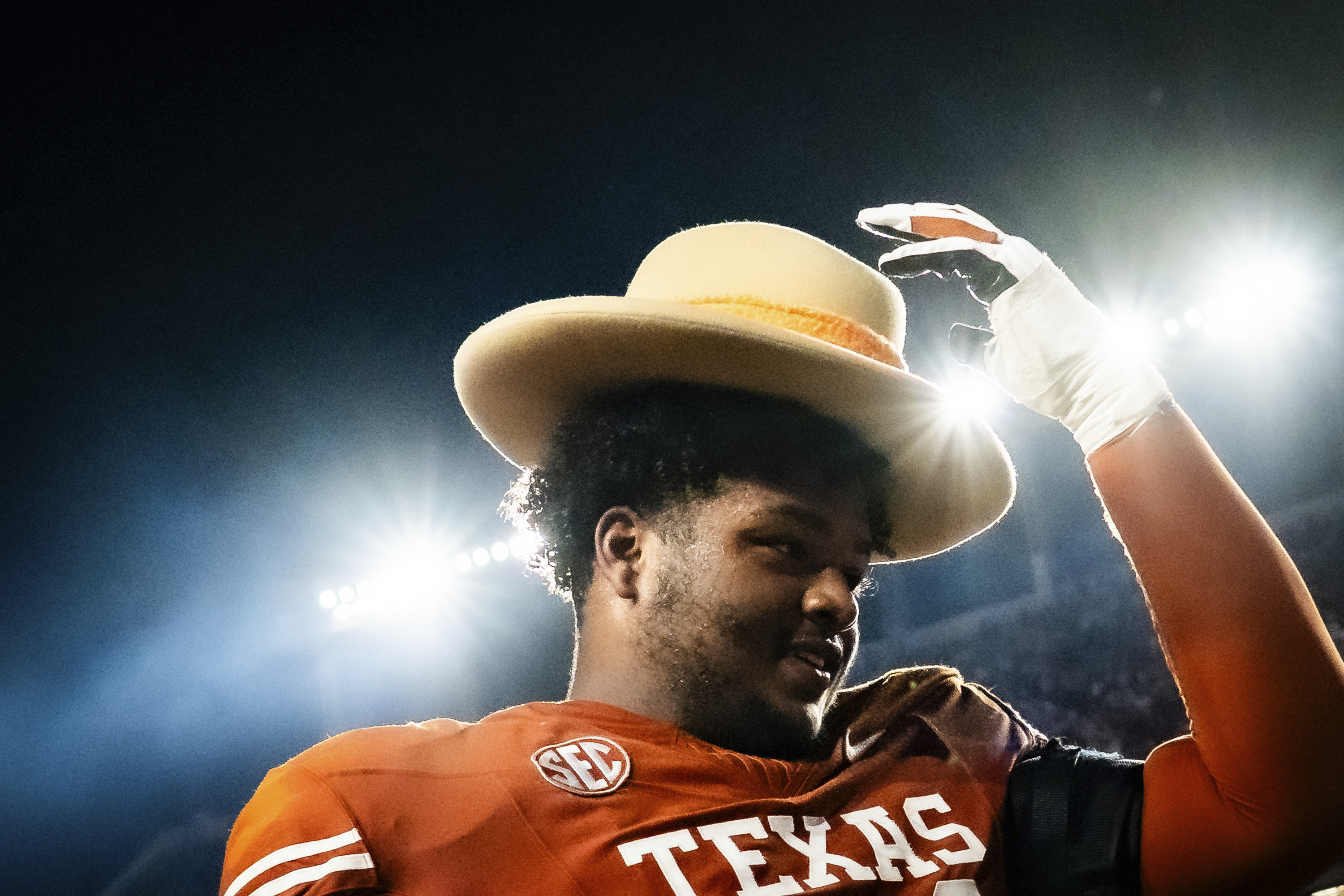 Texas Longhorns tight end Nick Townsend (81) celebrates after the Texas Longhorns' game against the Sam Houston State Bearkats in Austin, Saturday, Sept. 20, 2025. 