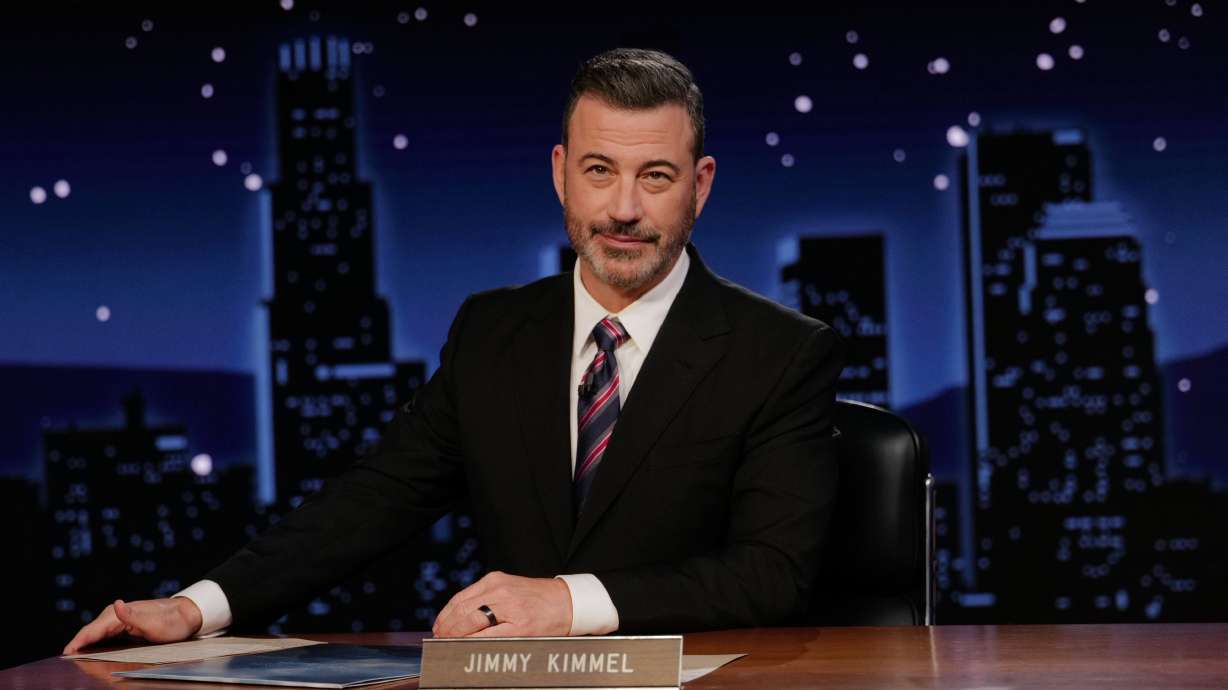 This image released by Disney shows Jimmy Kimmel hosting his late night show "Jimmy Kimmel Live!" in Los Angeles, Sept. 23.