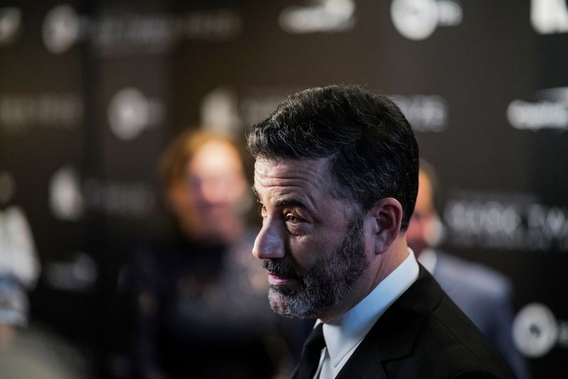 Jimmy Kimmel arrives at The Kennedy Center in Washington, April 24, 2022. Sinclair and Nexstar Media both announced Friday his late night show would return to their airwaves following a brief boycott.