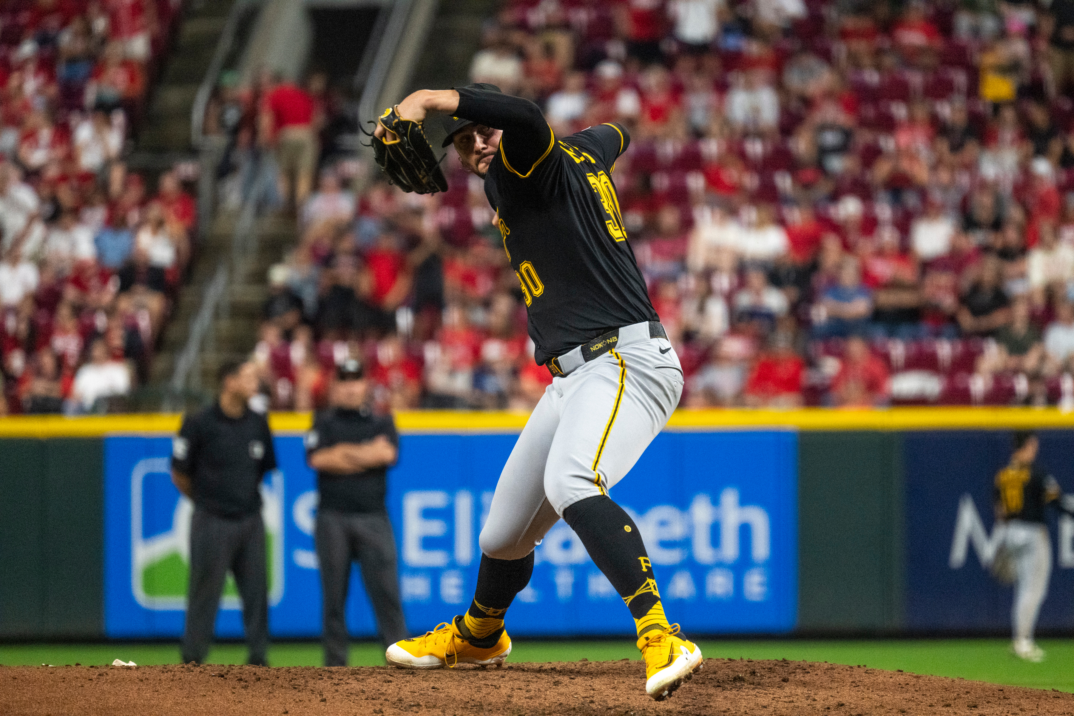 Pittsburgh Pirates pitcher Paul Skenes delivers in the fourth inning of a baseball game against the Cincinnati Reds, Wednesday, Sept. 24, 2025, in Cincinnati. 