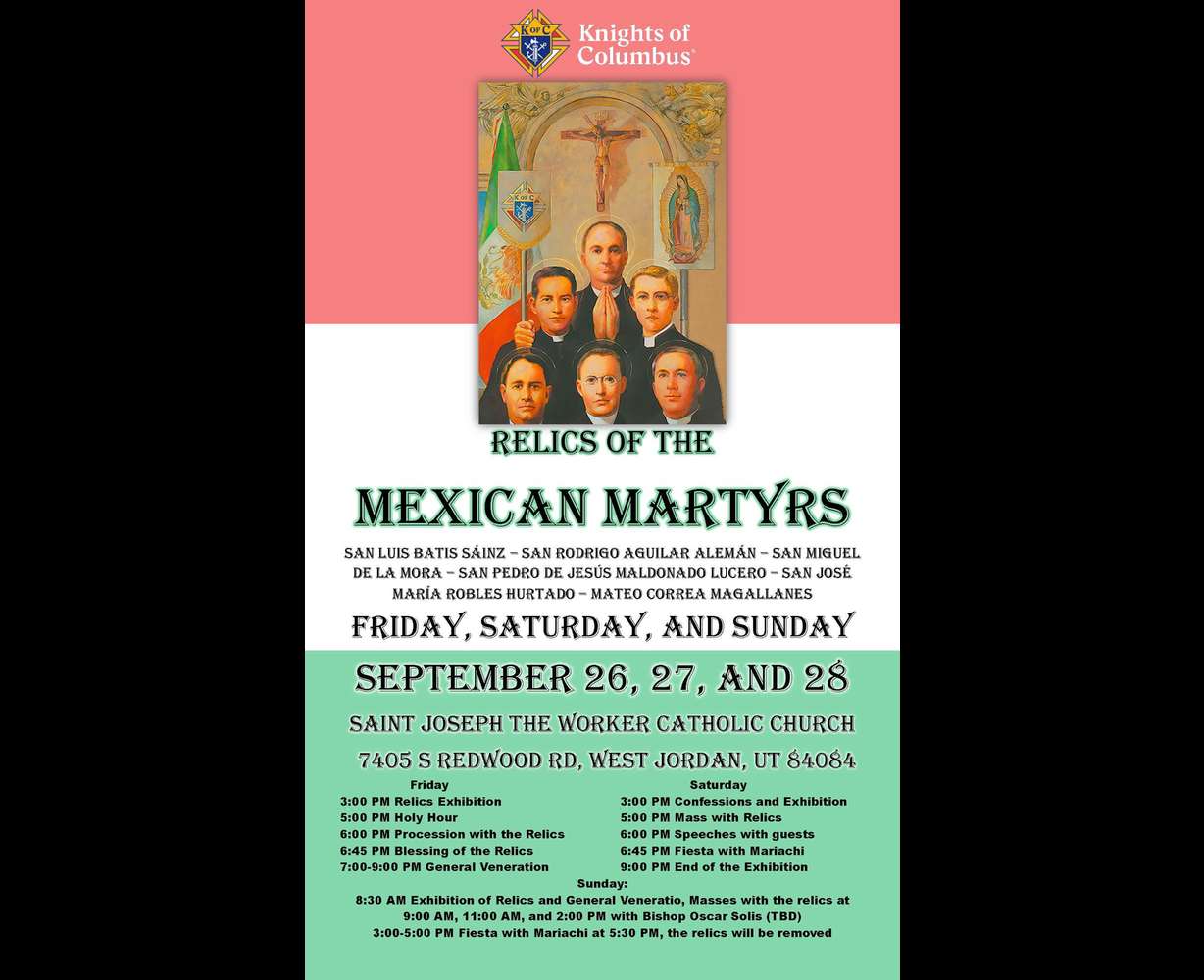 The Mexican Martyrs Relics from Mexico's Cristeros War, honoring six priests killed in the conflict, will be on display at St. Joseph the Worker Catholic Church in West Jordan starting Friday.