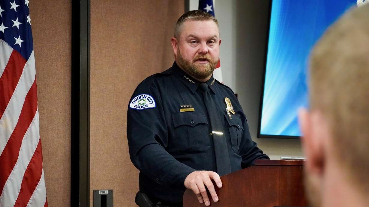 Ogden police spelled out their stance on immigration in a statement on Tuesday. The photo shows Chief Jake Sube at a swearing-in ceremony for five new officers.