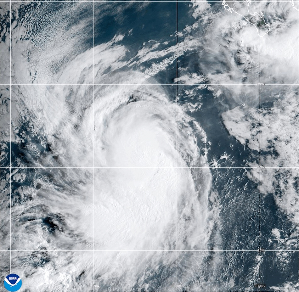 Hurricane Narda in the North Pacific Ocean, Thursday. Narda maintained its strength as a Category 1 hurricane on Friday.
