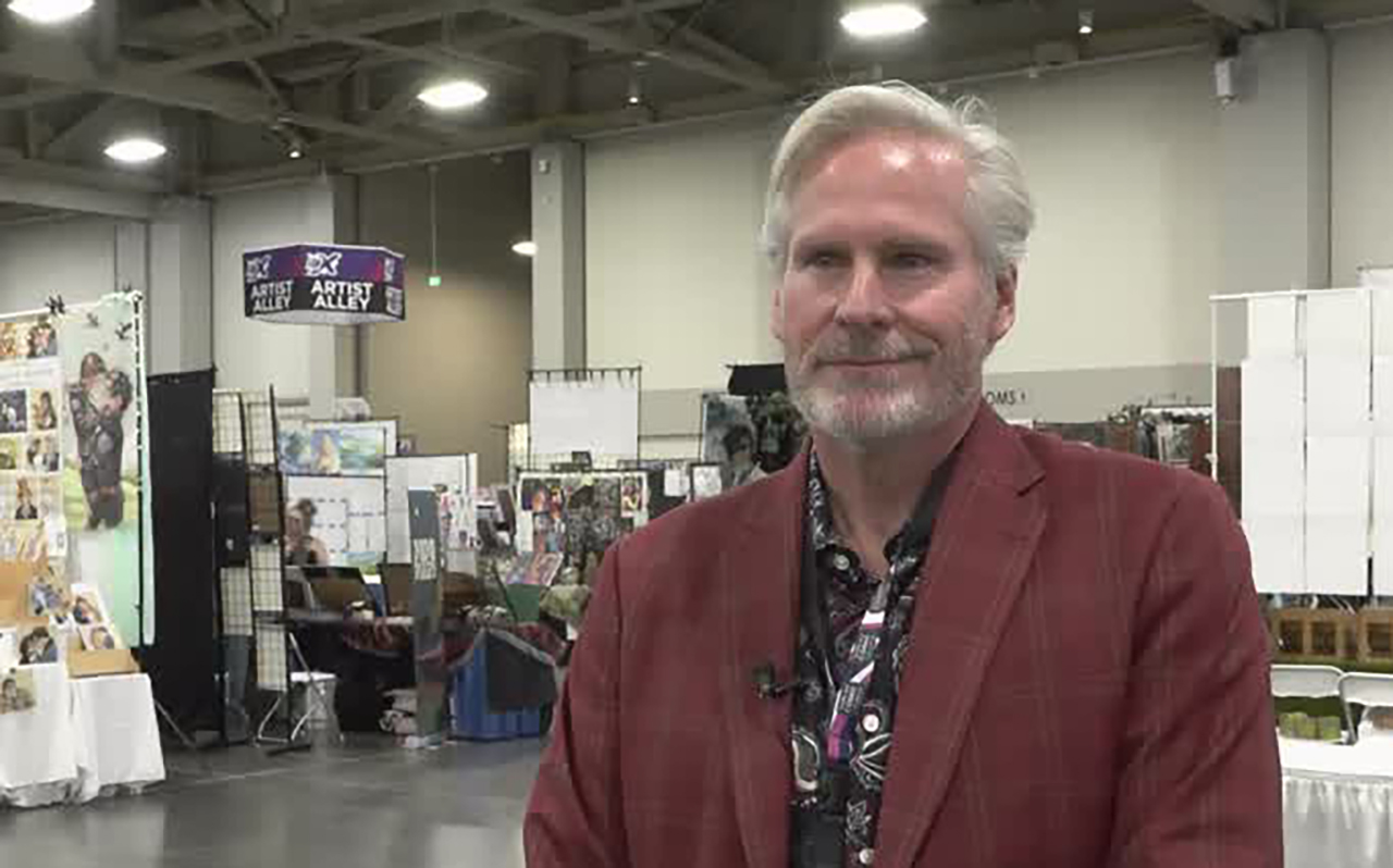 FanX Producer Dan Farr talks to KSL on Thursday in Salt Lake City. Organizers this year banned AI-generated art at the event.