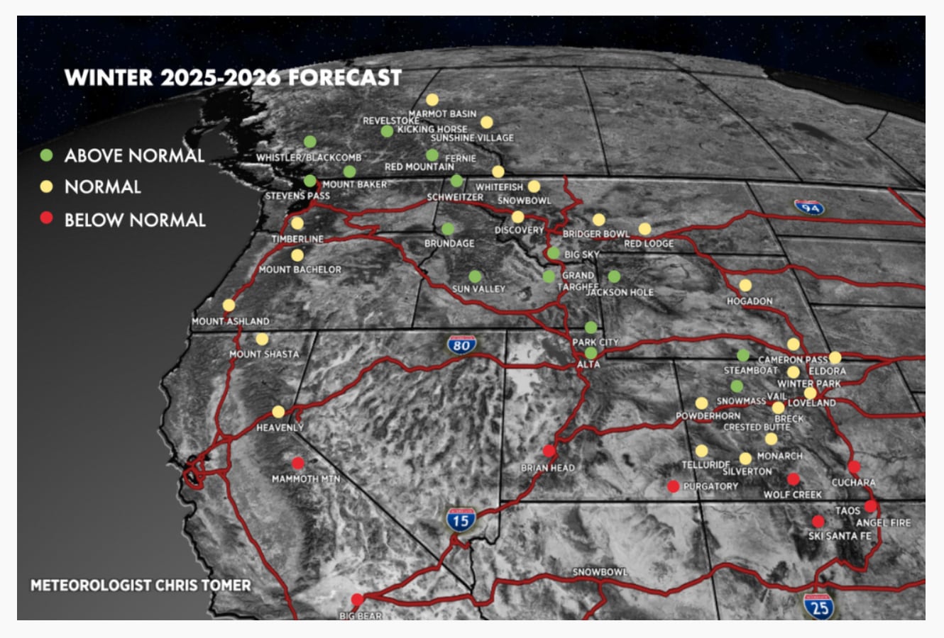 A graphic shows the winter 2025-2026 forecast.