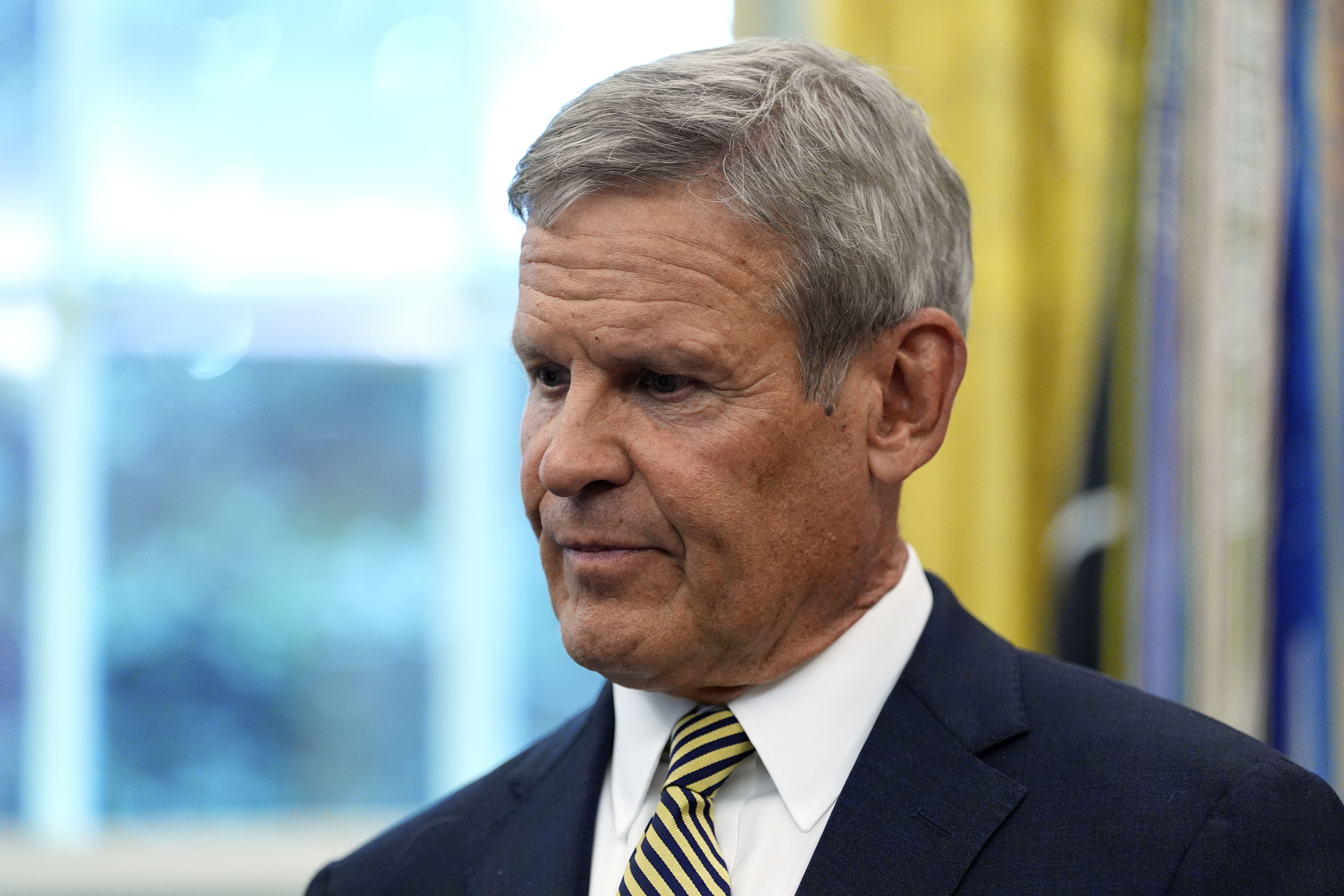 Tennessee Gov. Bill Lee listens as President Donald Trump speaks in the Oval Office of the White House, Sept. 15, 2025, in Washington. Lee ordered a third-party investigation after Christa Pike survived her execution attempt on Wednesday.