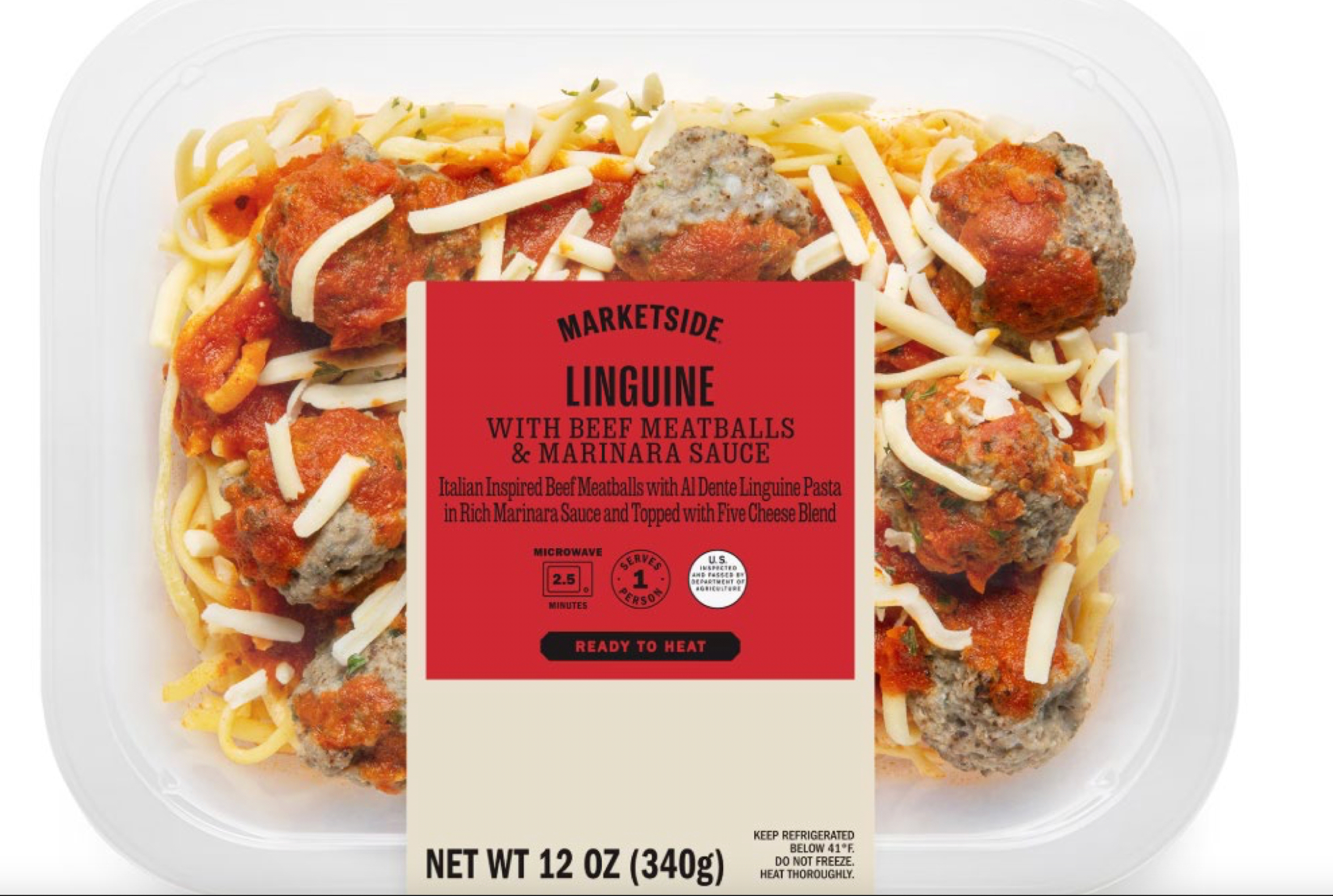 Marketside linguine with beef meatballs and marinara sauce. Federal health officials are warning consumers not to eat certain heat-and-eat beef meatball pasta meals sold at Walmart stores nationwide.