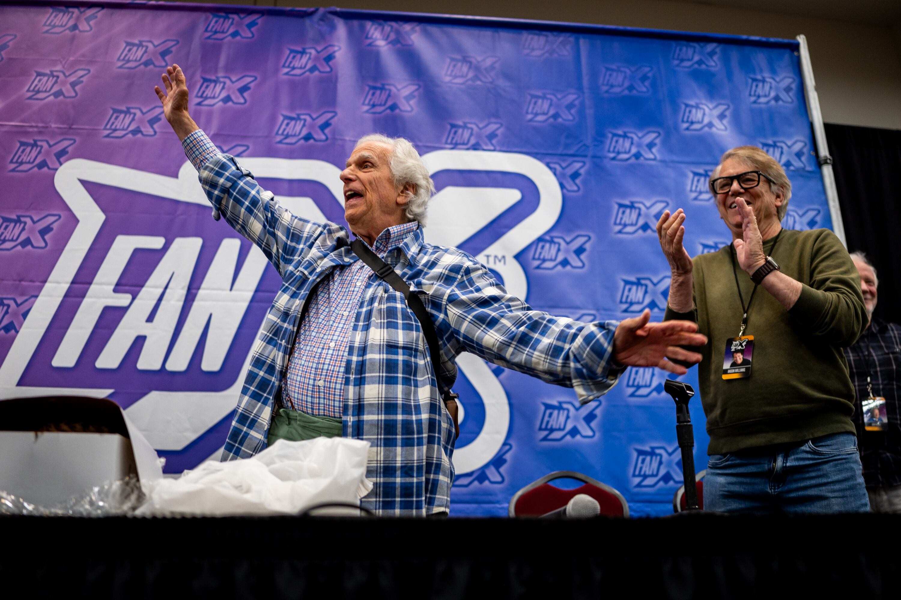 Henry Winkler and Anson Williams at the Salt Palace Convention Center on Thursday. The stars of "Happy Days" reunited in Salt Lake City as part of the annual FanX convention.