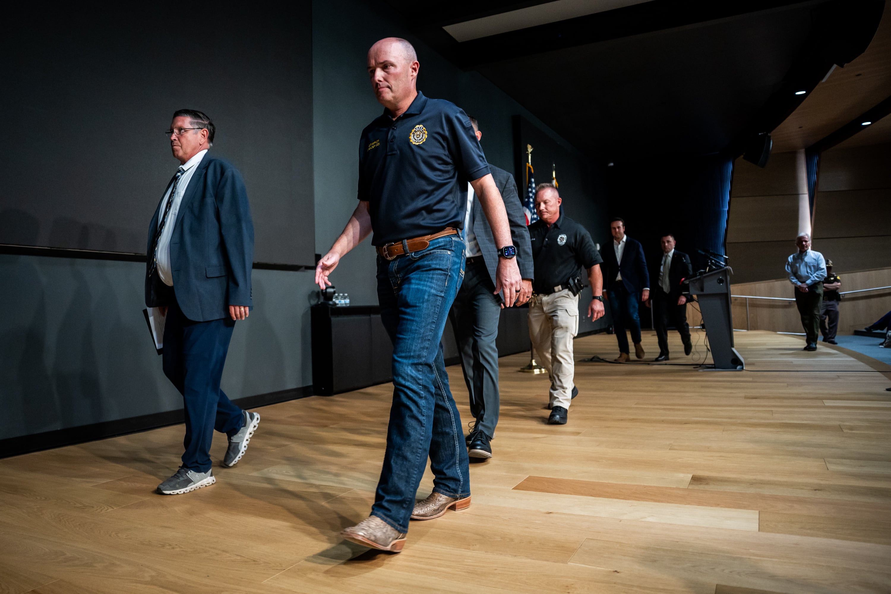 Gov. Spencer Cox walks off after speaking at a press conference at Utah Valley University following Charlie Kirk’s death after Kirk, the CEO and co-founder of the conservative youth organization Turning Point USA, was shot during a visit to Utah Valley University in Orem on Sept. 10. The governor will be on "60 Minutes" this Sunday.