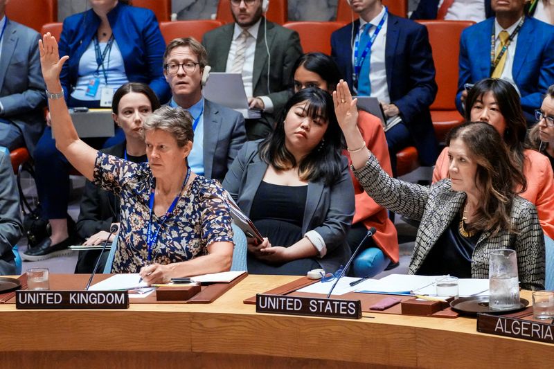 Members of the U.N. Security Council vote against a resolution that would permanently lift sanctions on Iran at the U.N. headquarters in New York City, Sept. 19. The sanctions were reimposed on Saturday.