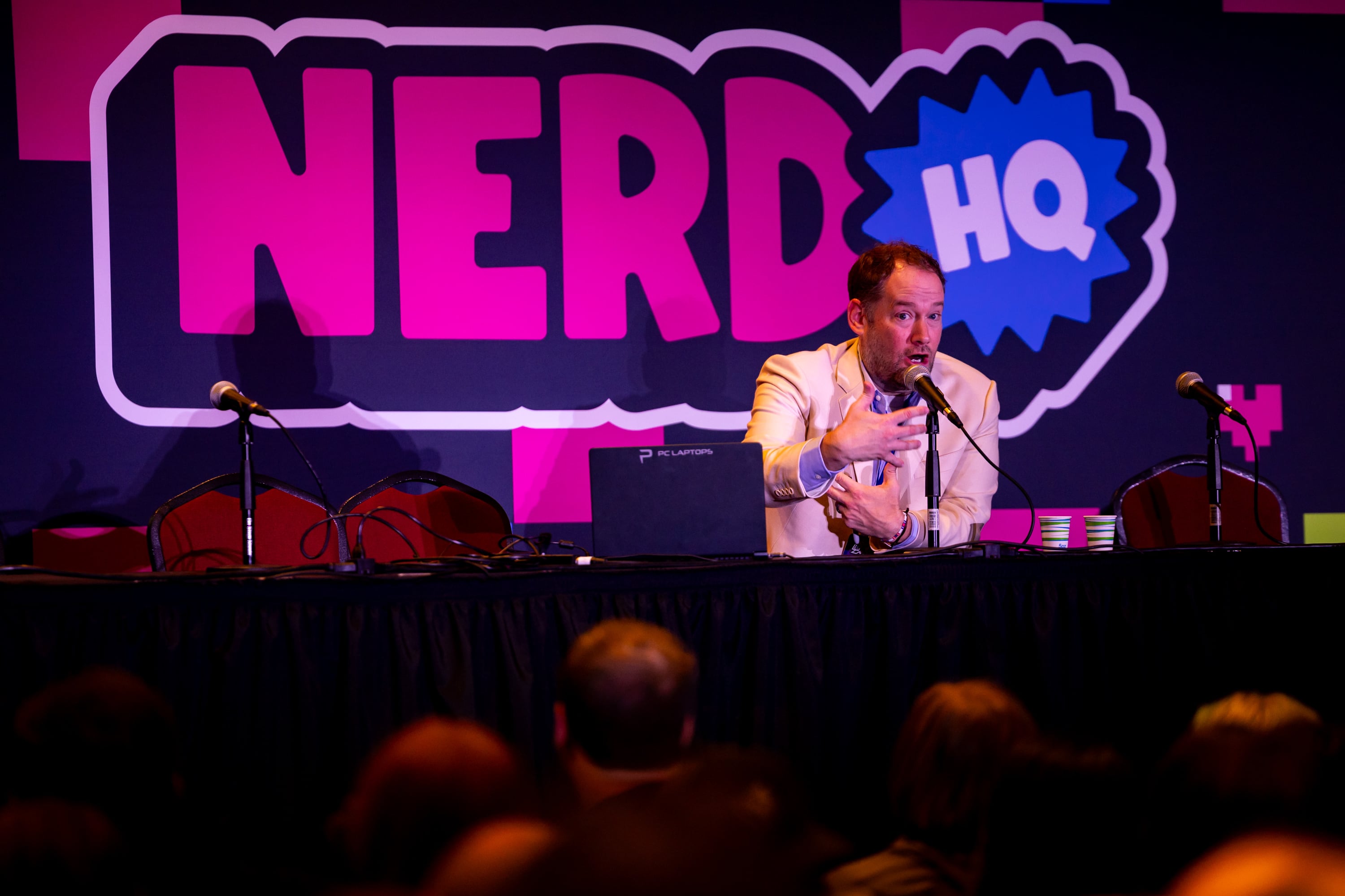Author Brandon Mull speaks at FanX Salt Lake Pop Culture and Comic Convention at the Salt Palace Convention Center in Salt Lake City on Friday.