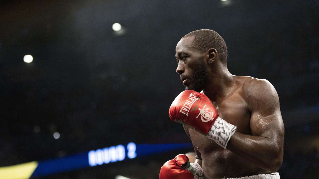 FILE - Terence Crawford fights David Avanesyan during a WBO welterweight title boxing bout on Saturday, Dec. 10, 2022, in Omaha, Neb.