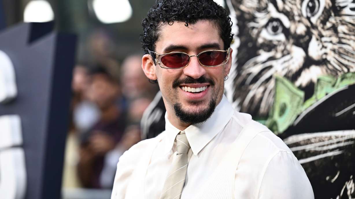 FILE - Benito Antonio Martinez Ocasio (aka Bad Bunny) attends the premiere of "Caught Stealing" at Regal Union Square on Tuesday, Aug. 26, 2025, in New York.