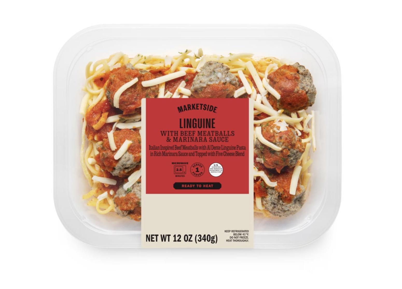 Marketside linguine with beef meatballs and marinara sauce linked to a nationwide listeria outbreak is pictured.
