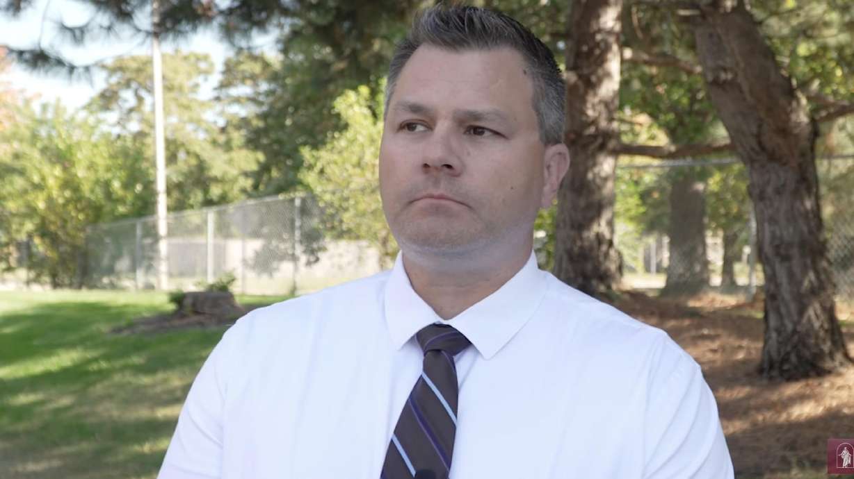 Bishop Jeffrey Schaub, of the Latter-day Saint ward in Grand Blanc, Michigan, speaks in a video, thanking people for their prayers and love, one day after a deadly shooting at his ward's Sunday morning services.