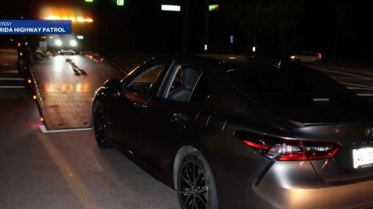 A Toyota Camry was impounded after the driver was allegedly caught going 124 mph early Tuesday on the Midpoint Bridge in Lee County, Florida.