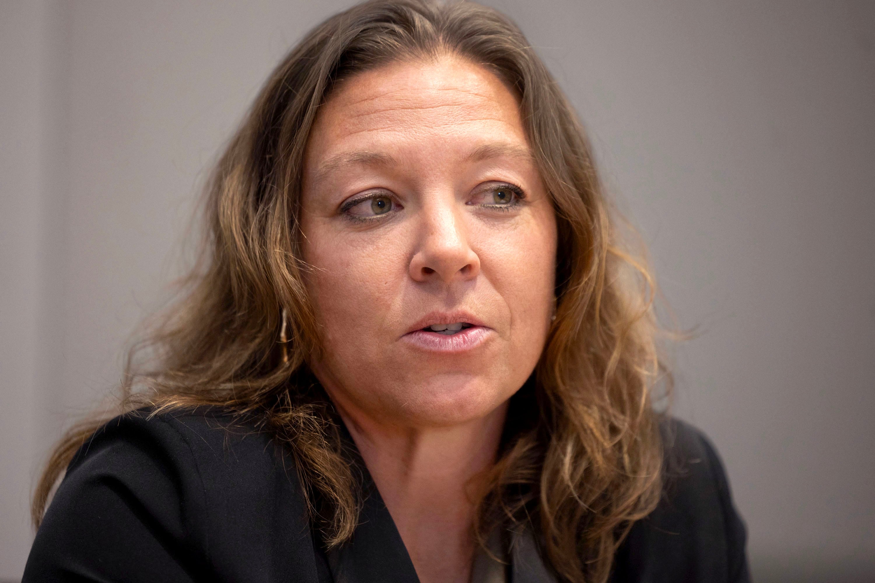 Liz Johnson, sergeant over domestic violence with the Salt Lake City Police Department, is interviewed at the Salt Lake City Police Department on Sept. 17.