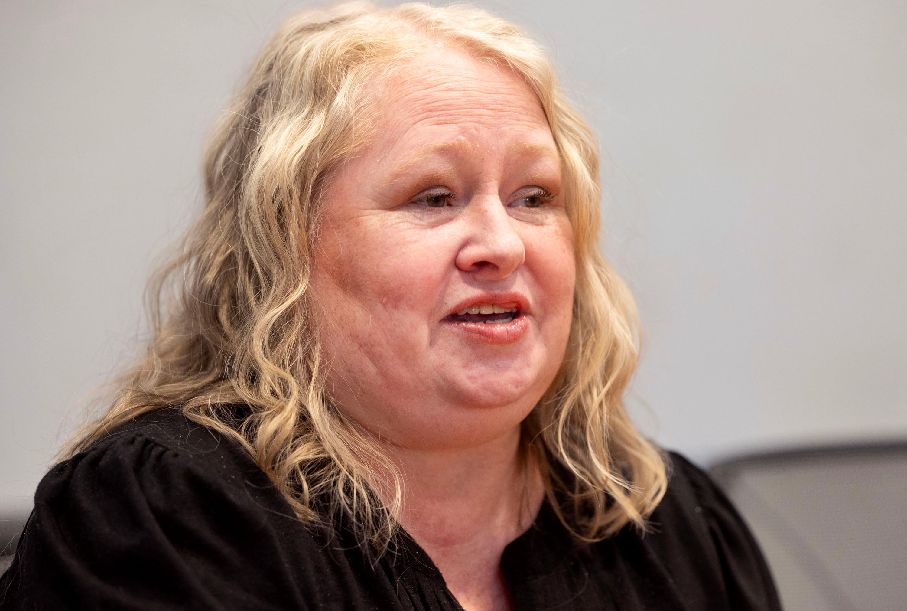 Wendy Isom, director of victim services with the Salt Lake City Police Department, is interviewed at the Salt Lake City Police Department on Sept. 17.