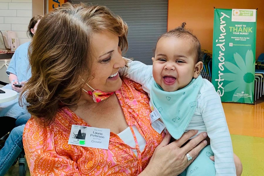 Laurie Peterson and Carter Grover during Carter’s first appointment at Primary Children’s Hospital.