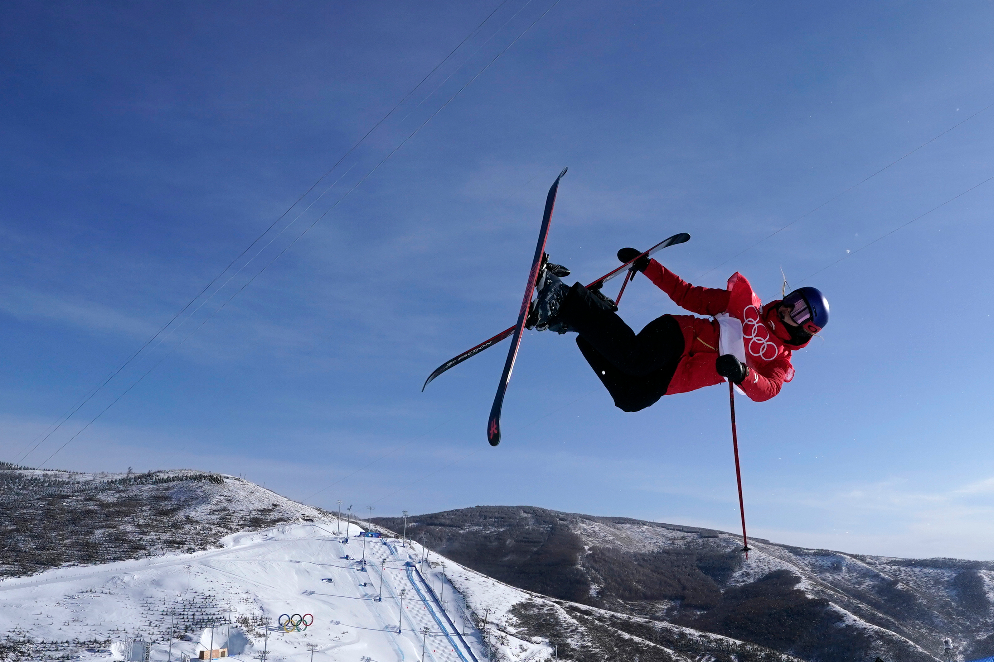 FILE - China's Eileen Gu competes during the women's halfpipe finals at the 2022 Winter Olympics, Feb. 18, 2022, in Zhangjiakou, China. 