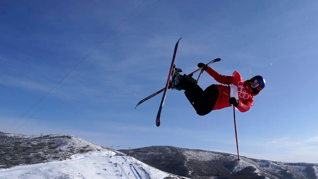 FILE - China's Eileen Gu competes during the women's halfpipe finals at the 2022 Winter Olympics, Feb. 18, 2022, in Zhangjiakou, China.