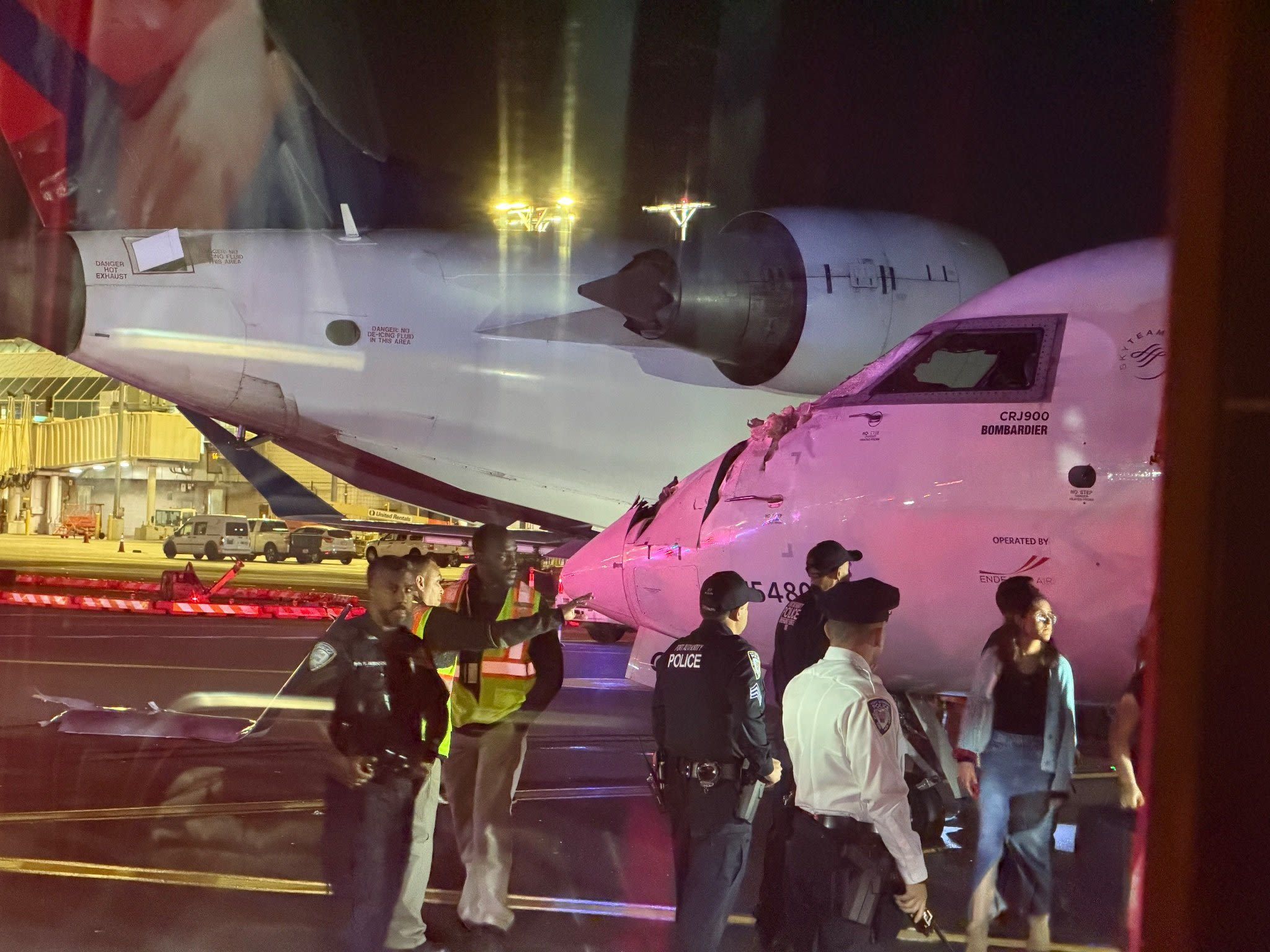 Two planes collided on the taxiway at LaGuardia Airport in New York on Wednesday.