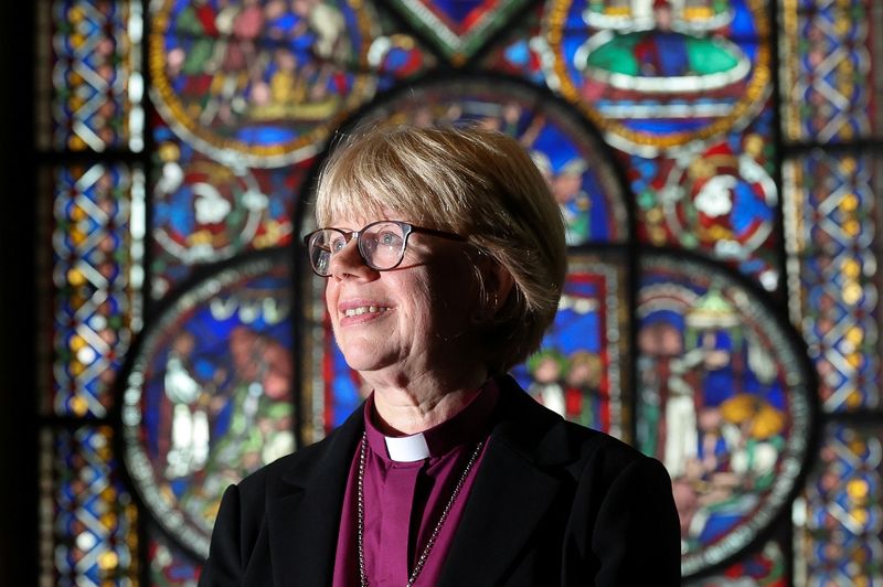 Archbishop of Canterbury-designate Sarah Mullally at Canterbury Cathedral, in Canterbury, England, Friday. Mullally, the former chief nursing officer in England, said her ministry would be "all about people."