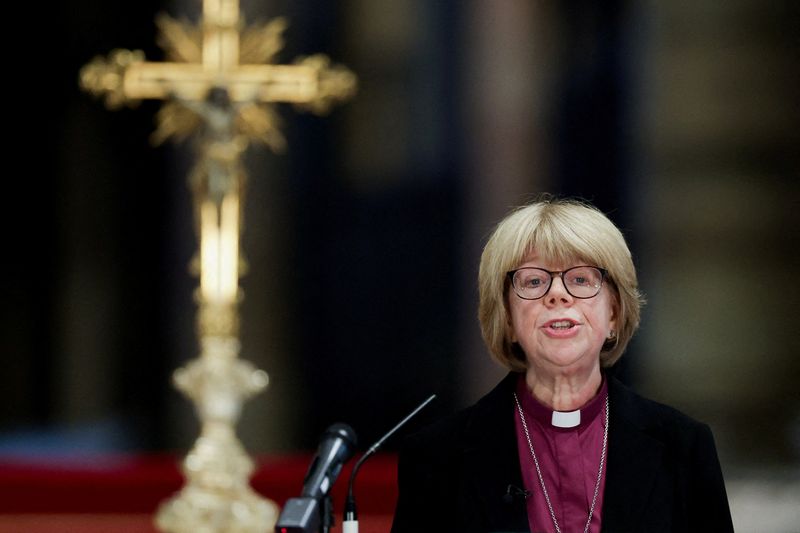 Archbishop of Canterbury-designate Sarah Mullally speaks at Canterbury Cathedral, in Canterbury, England, Friday. Mullally's appointment comes at a time of great divisions within the Anglican faith.