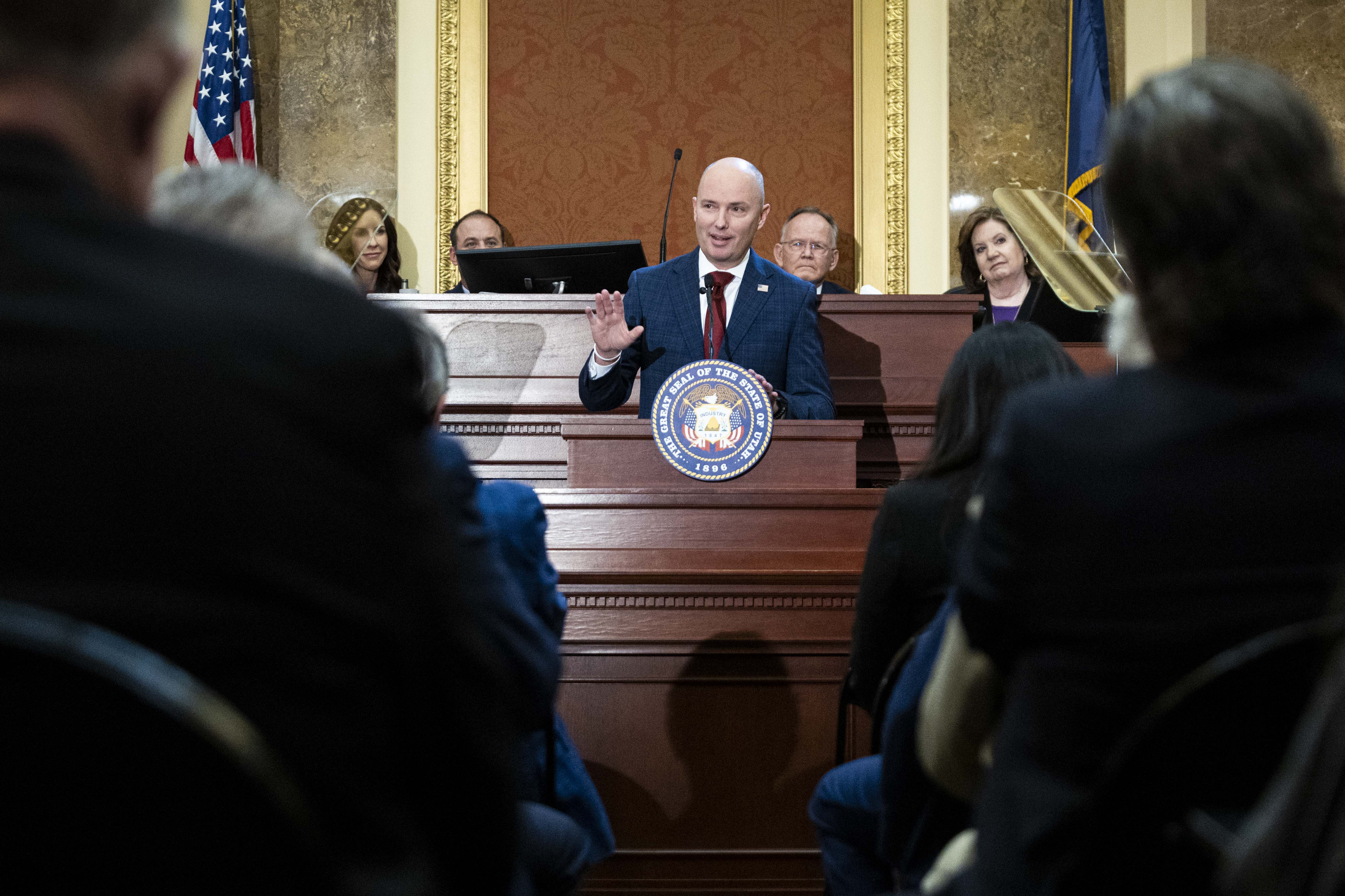 Gov. Spencer Cox delivers his 2025 State of the State address in the House chamber at the Capitol in Salt Lake City on Jan. 23. Cox called lawmakers into special session on Monday to address congressional redistricting and several other issues.