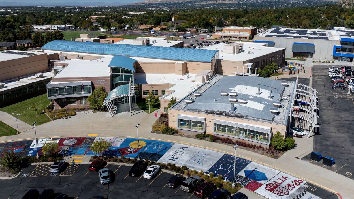 Ben Lomond High School in Ogden, pictured Thursday, and American Fork High School in American Fork were targeted by bomb threats this week. An expert notes the "very thin tightrope" officials must walk in responding to such incidents.