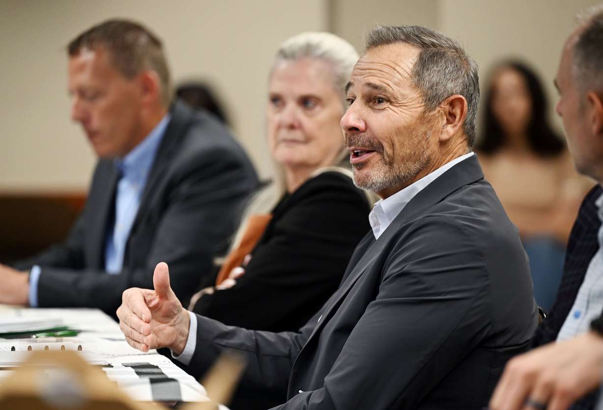 Sen. John Curtis, R-Utah, makes a few remarks at a meeting in Richfield prior to a tour of Sufco Mine, near Salina, on Aug. 19. Rob Walton gave $1 million to Conservative Values for Utah, which is a super PAC that supports Curtis.