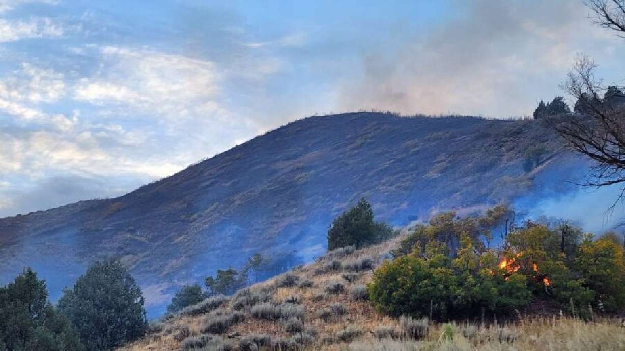 The Cherry Fire burns near Springville on Friday Oct. 3, 2025. Rain on Saturday helped slow the spread.