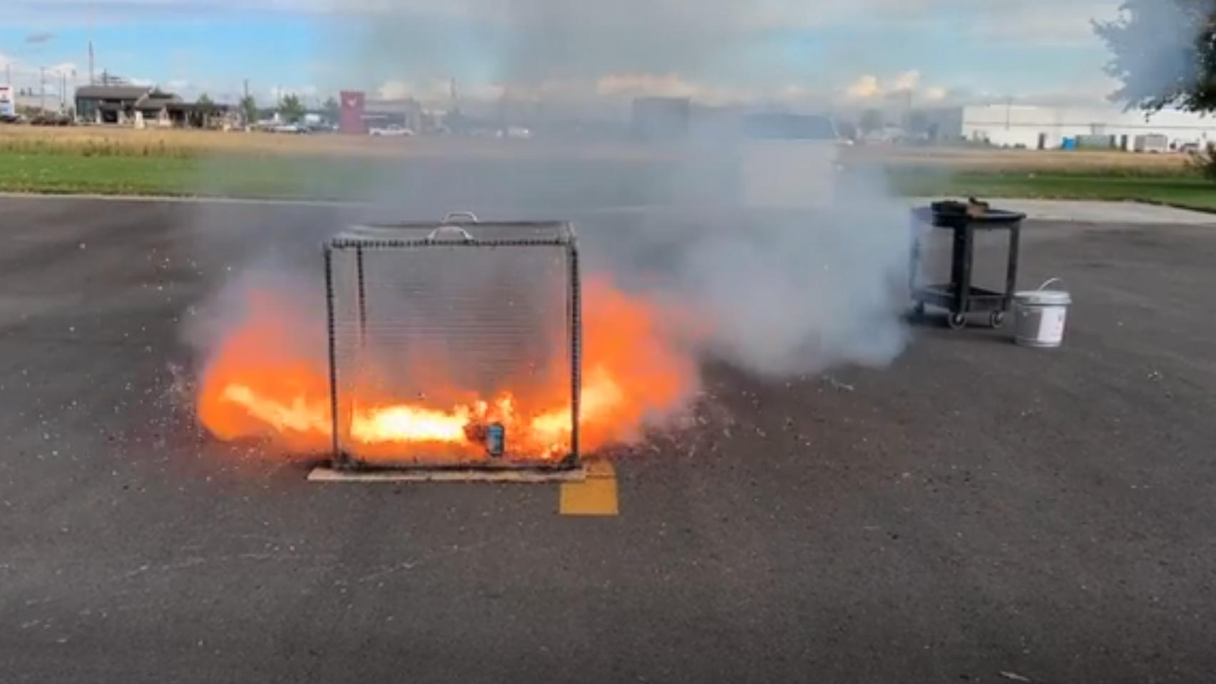 Here's what happens when a lithium ion battery explodes