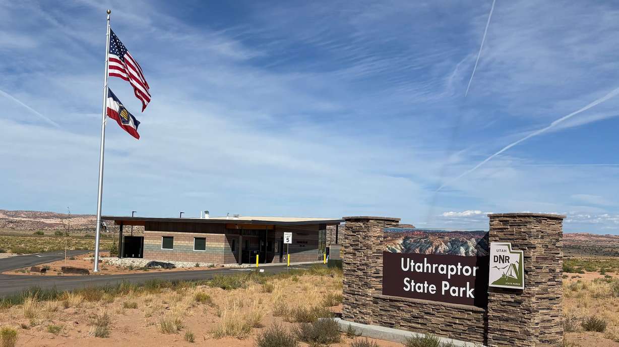 The entrance to Utahraptor State Park in Moab. Located 15 miles outside the town, it is the newest addition to Utah's state park system.