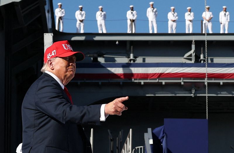 President Donald Trump visits Norfolk, Virginia, Sunday. U.S. forces hit another vessel allegedly carrying illegal drugs off the coast of Venezuela on Saturday evening, Trump said.