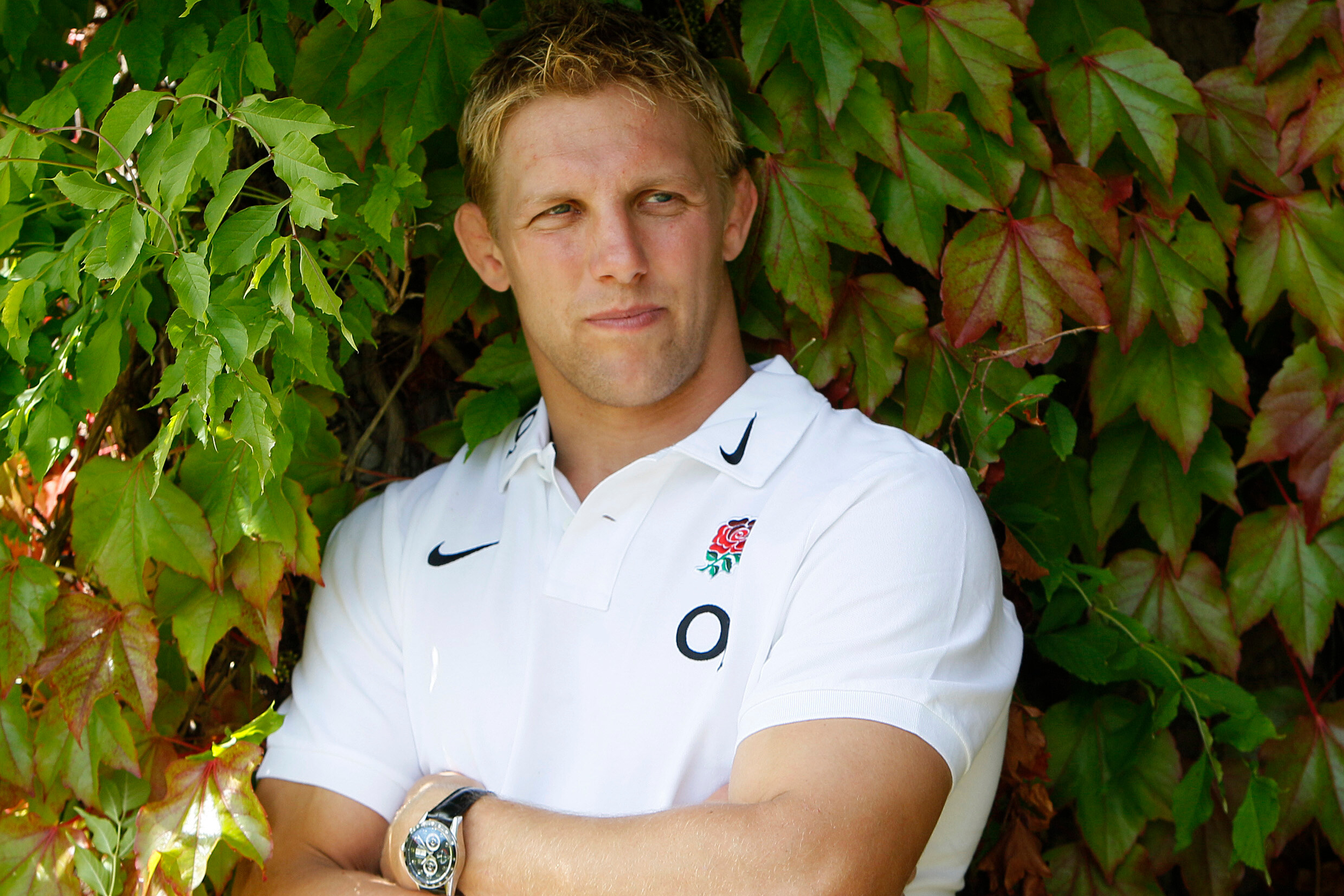 FILE - England rugby union captain Lewis Moody poses for a portrait at their training camp, as the 30 man squad is announced for the upcoming Rugby World Cup, in Bagshot, England, Monday, Aug. 22, 2011.