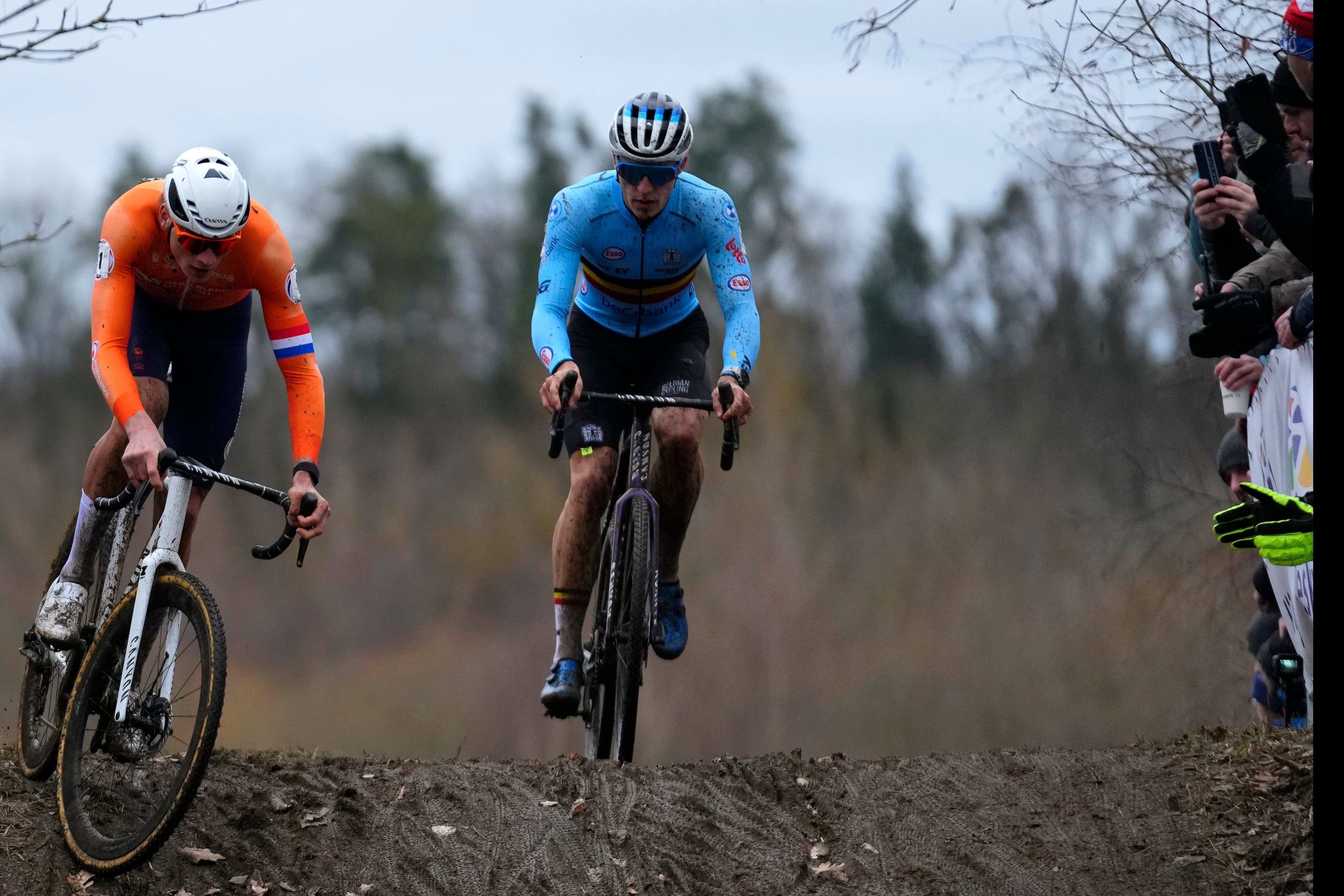 Mathieu Van Der Poel of the Netherlands at the men's Cyclocross World Championships in Tabor, Czech Republic, Feb. 4, 2024. There are still plenty of preparations to be done before sports like cyclocross are added to the Winter Olympics.