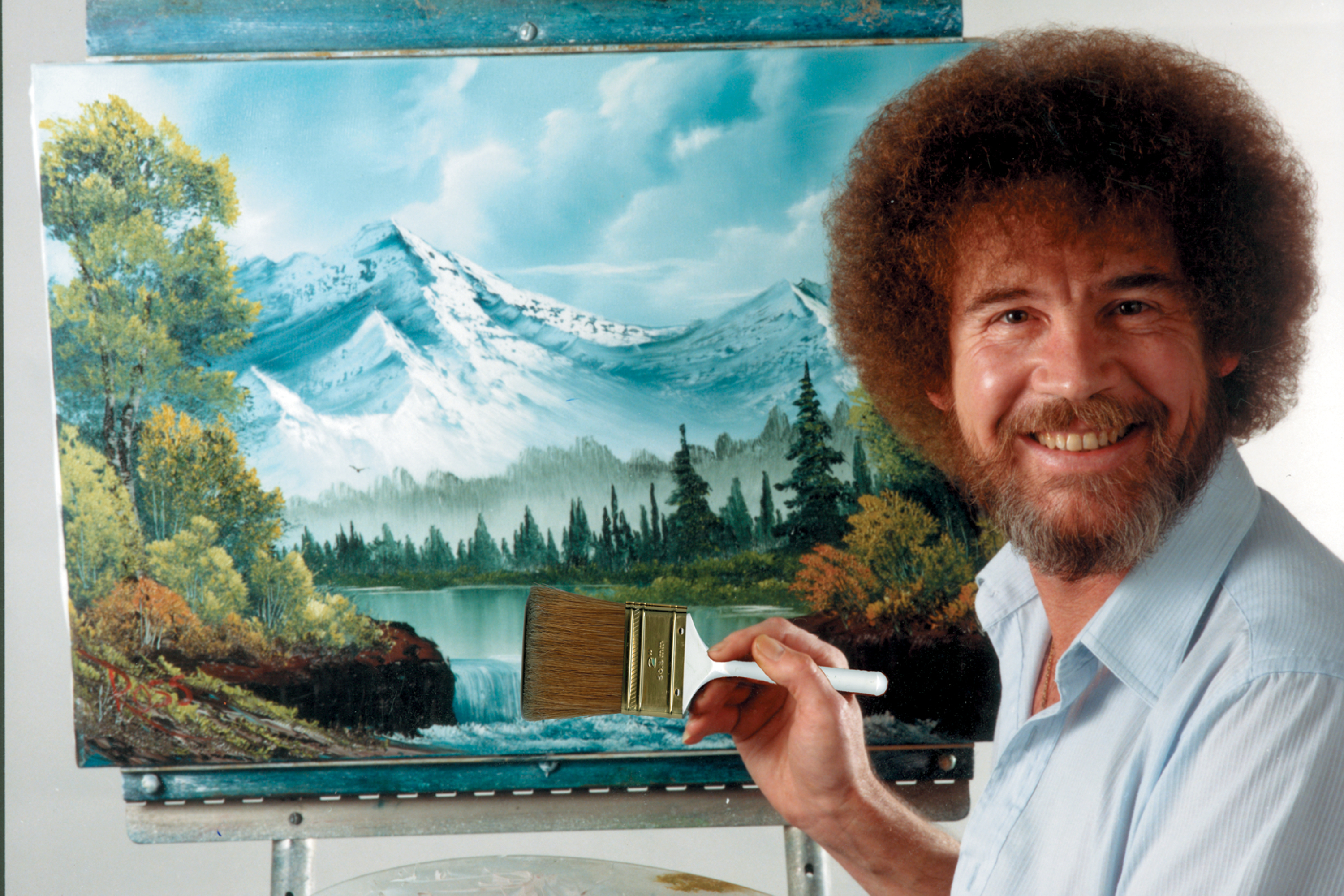 Artist Bob Ross, host of the series “The Joy of Painting” in an undated photo. 