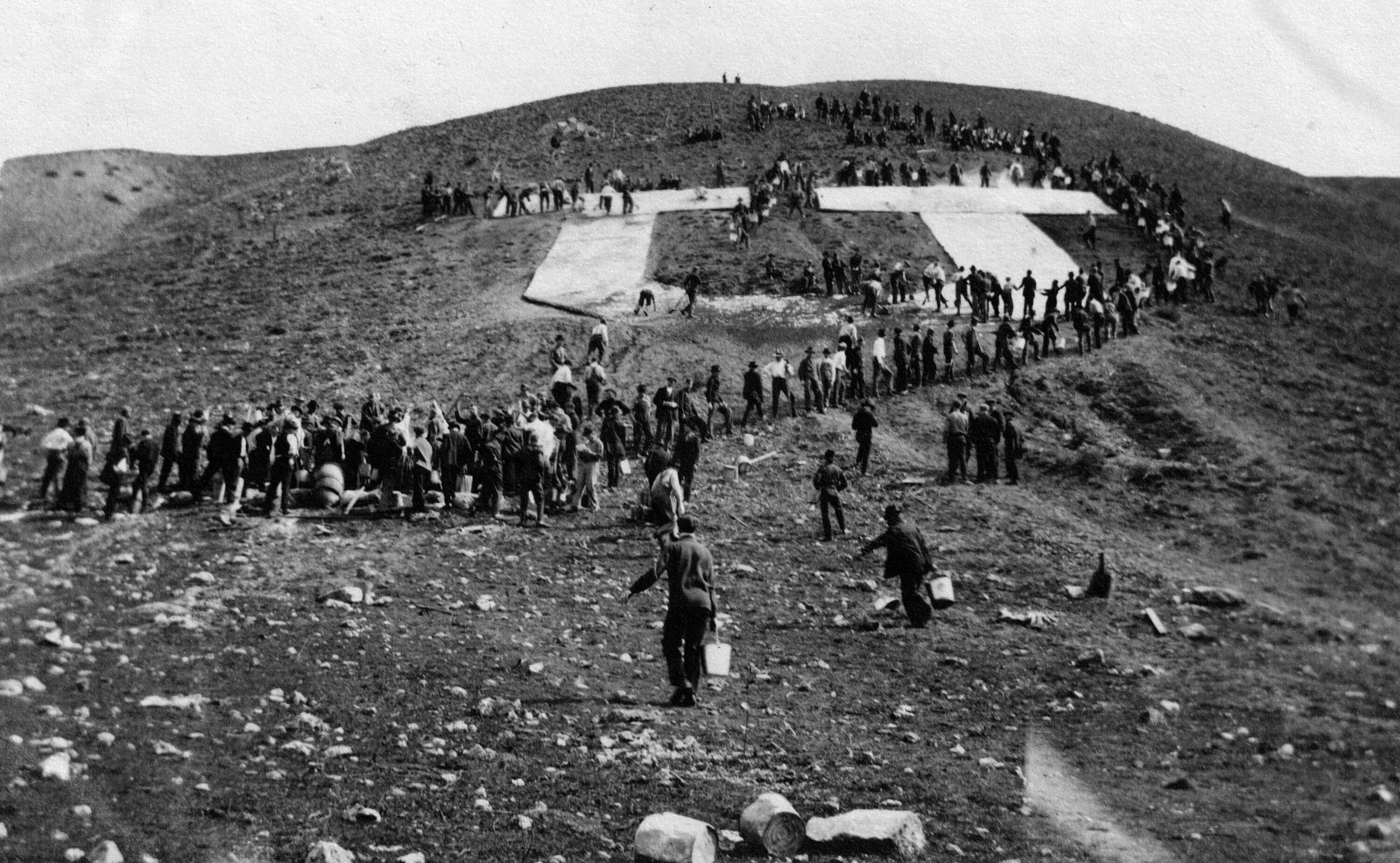 University of Utah students repaint the Block U above the campus in Salt Lake City. 2025 marks the 175th anniversary of the university.