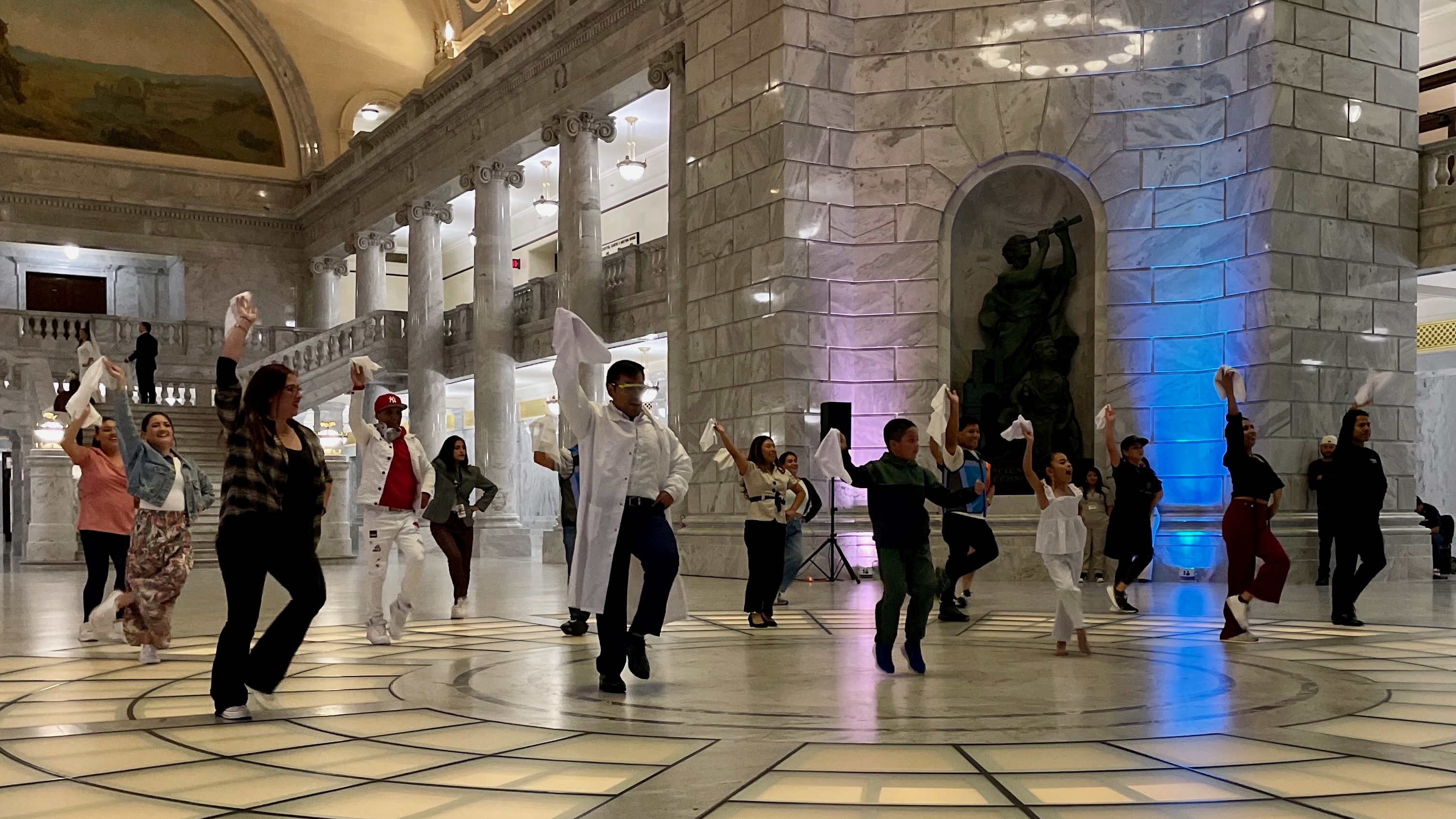 A contingent of dancers from Utah's Peruvian community showed off their traditional dancing skills at the Utah Capitol in Salt Lake City on Tuesday, Día de la Marinera in Peru.