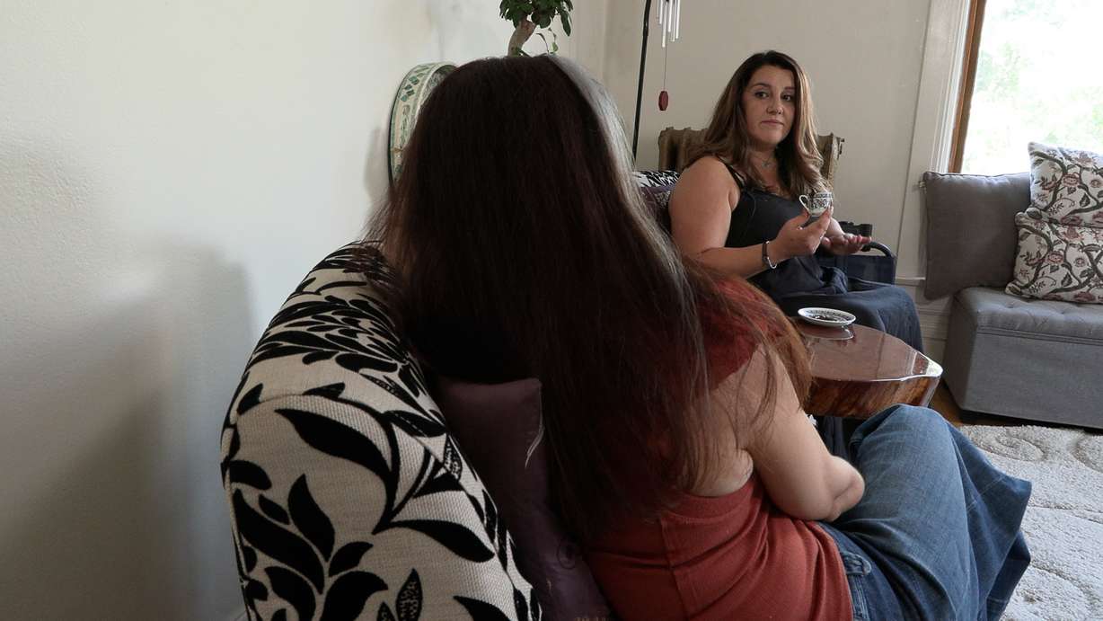 Ishelle reading coffee grounds in Salt Lake City.